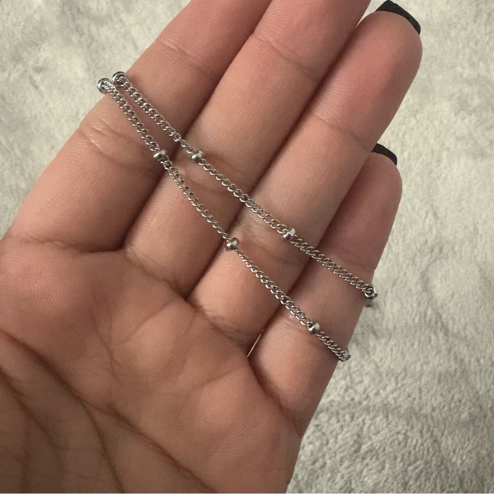 Minimalist Silver Bead Chain | 16” Necklace - Picture 3 of 4